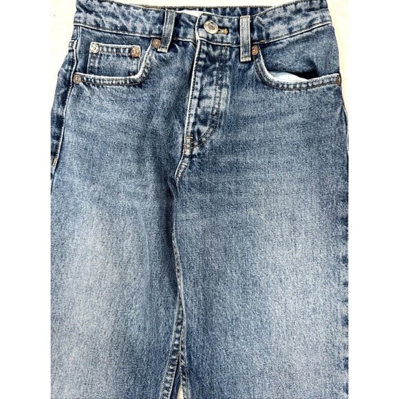 Zara Womens High-Waisted Straight Leg Jeans Size 0 Blue Denim - Picture 2 of 8